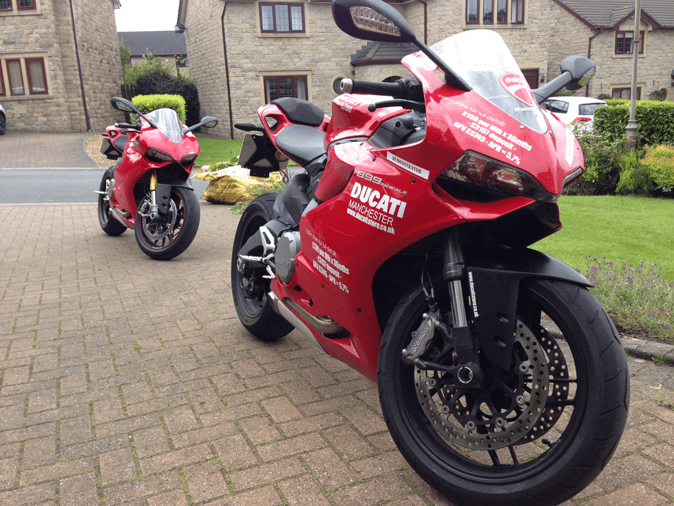 Ducati 899 Panigale with 1199 in the background