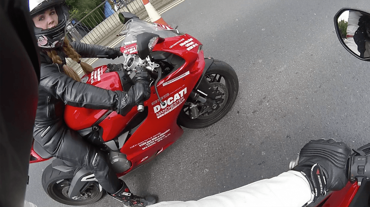 Becki riding the Ducati 899 Panigale